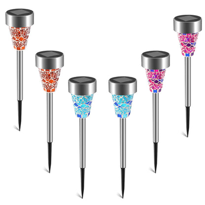 Mosaic Solar Pathway Lights 6-Pack - IP44 Waterproof Walkway