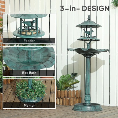 3-in-1 Bird Bath & Feeder Pedestal - Large Water Basin Garden