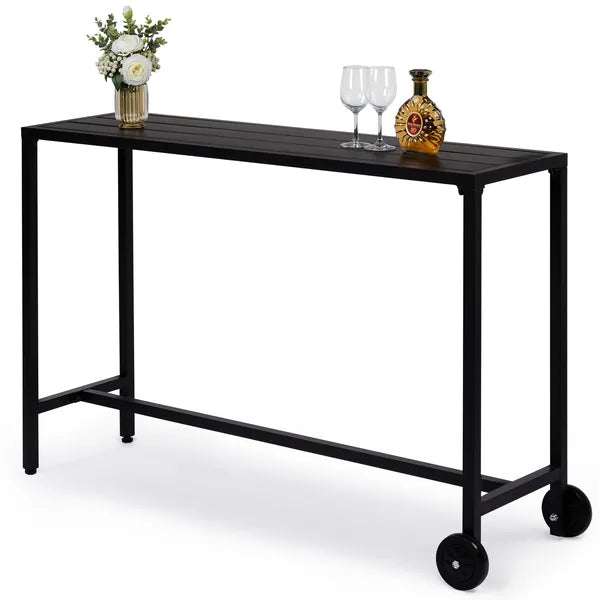 Outdoor Bar Height Table 55in - Rolling Counter with Wheels