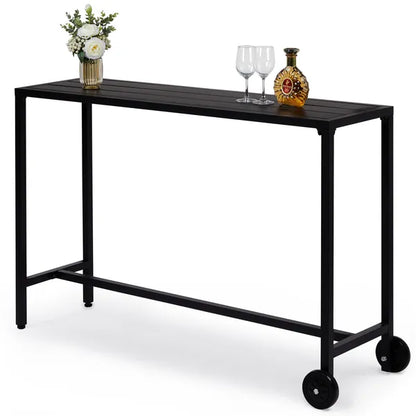 Outdoor Bar Height Table 55in - Rolling Counter with Wheels
