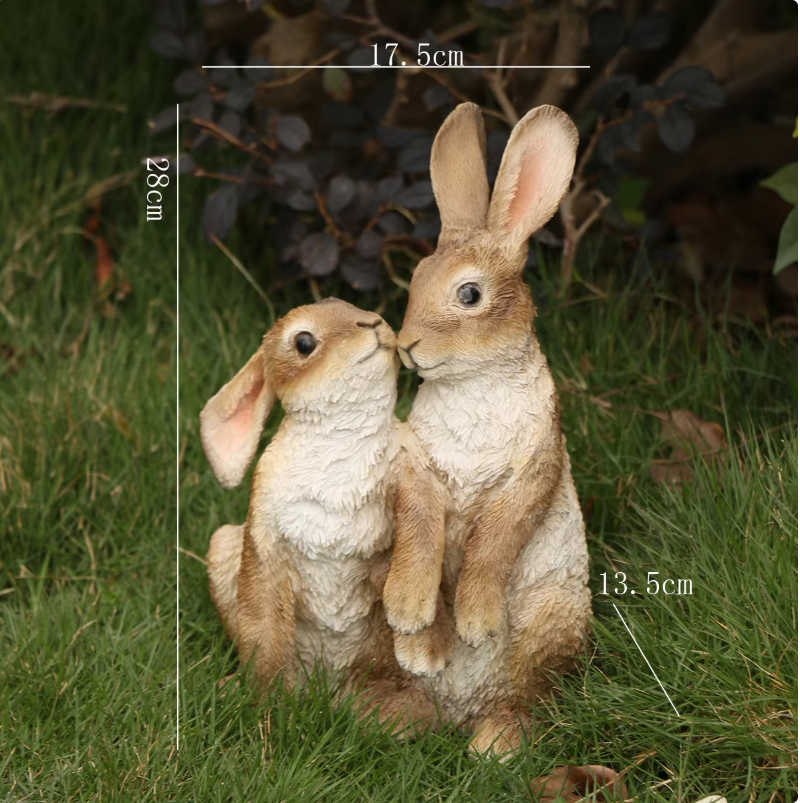 Resin Rabbit Garden Statue - Indoor/Outdoor Patio Decor