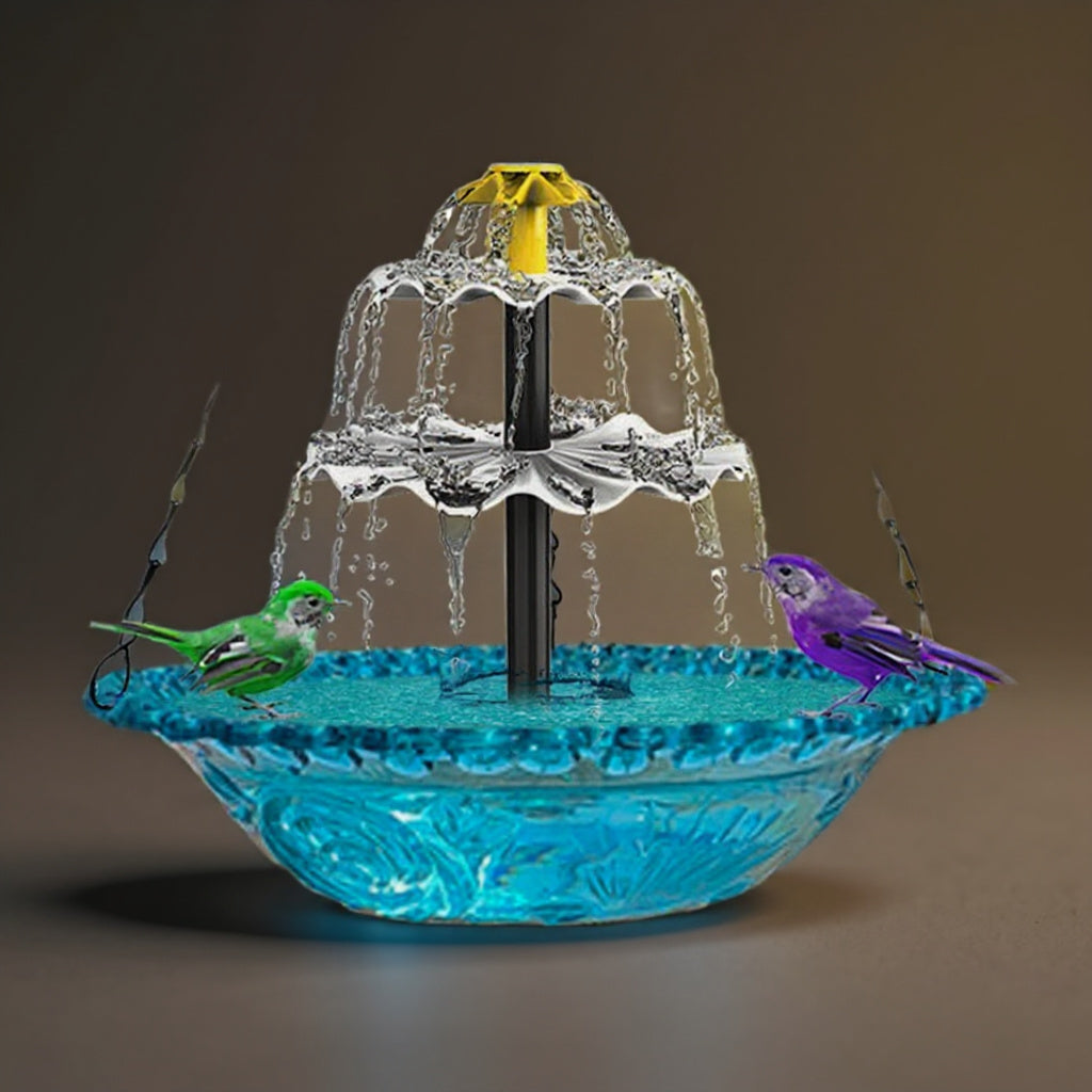 Solar Fountain Bird Bath & Feeder - Self-Contained Garden Decor