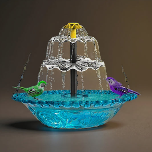 Solar Fountain Bird Bath & Feeder - Self-Contained Garden Decor