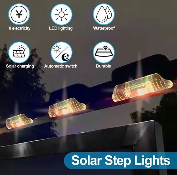 Solar Deck Step Lights - Waterproof LED for Stairs & Fence