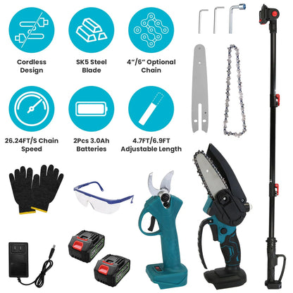 4-in-1 Electric Pole Pruning Shears & Saw - Telescoping Tree Tool