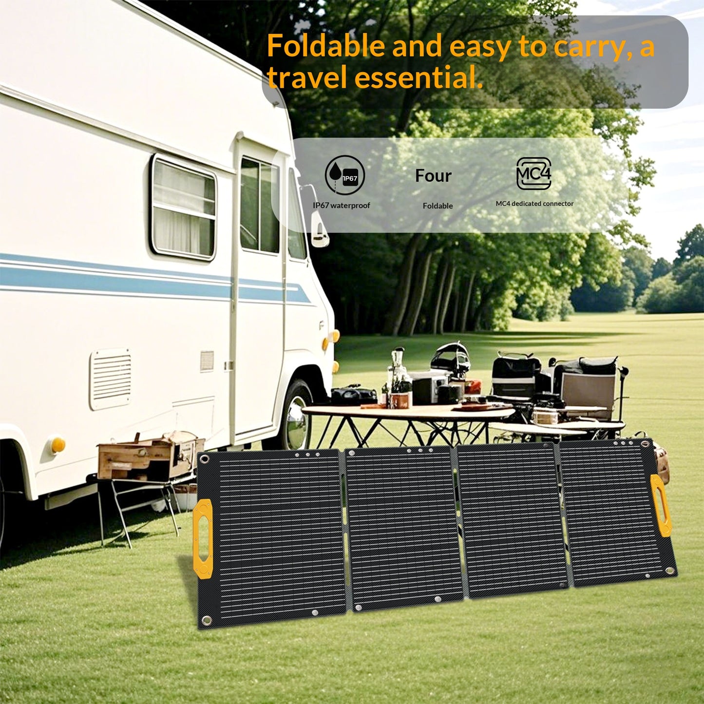 Portable Foldable Solar Panel Kit - 200W, 18V Camping Charger