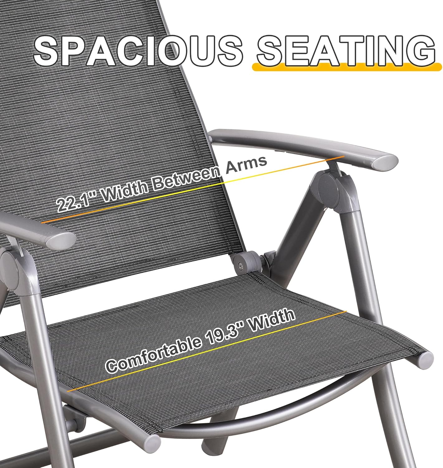 Folding Reclining Patio Chairs 2-Pack - Aluminum Frame Outdoor