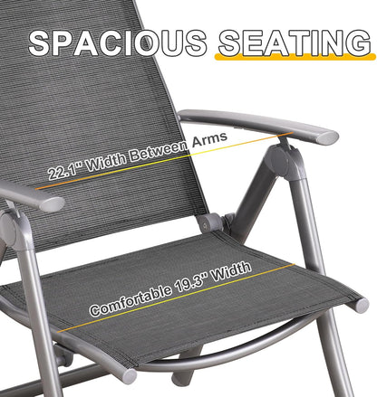 Folding Reclining Patio Chairs 2-Pack - Aluminum Frame Outdoor