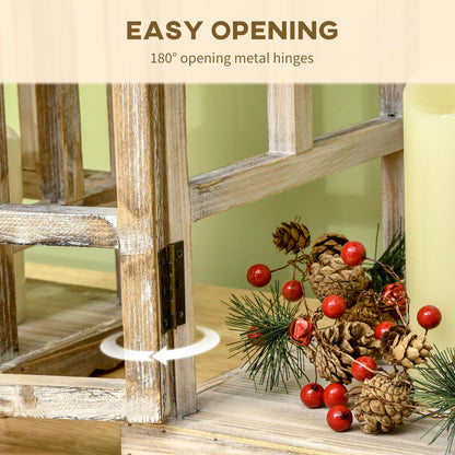 Rustic Wooden Lantern - Large Decorative Indoor/Outdoor Candle Holder