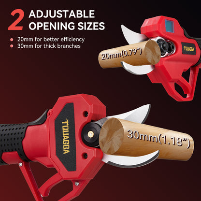21V Cordless Pruning Shears - 28mm Cut, 2 Batteries, 68hr Runtime