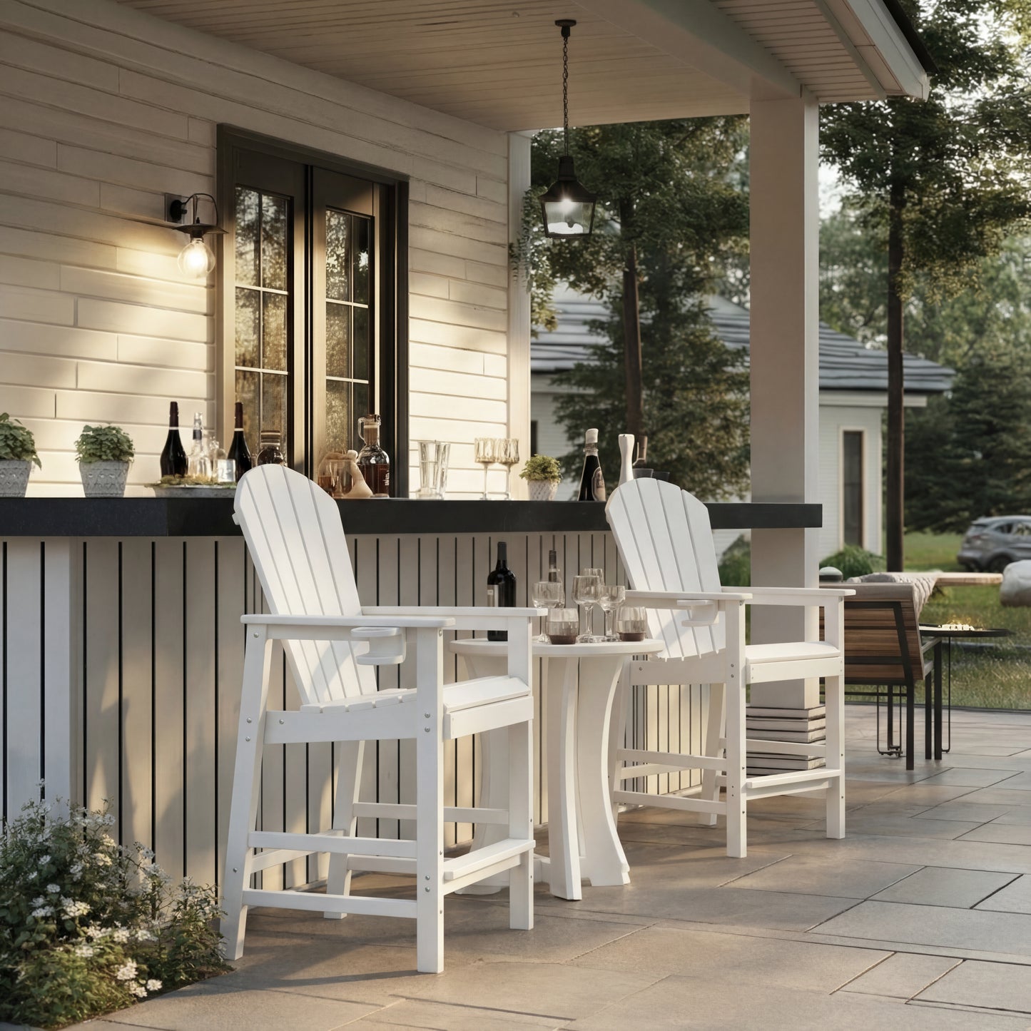 HDPE Adirondack Bar Chair - All-Weather Outdoor Patio Stool