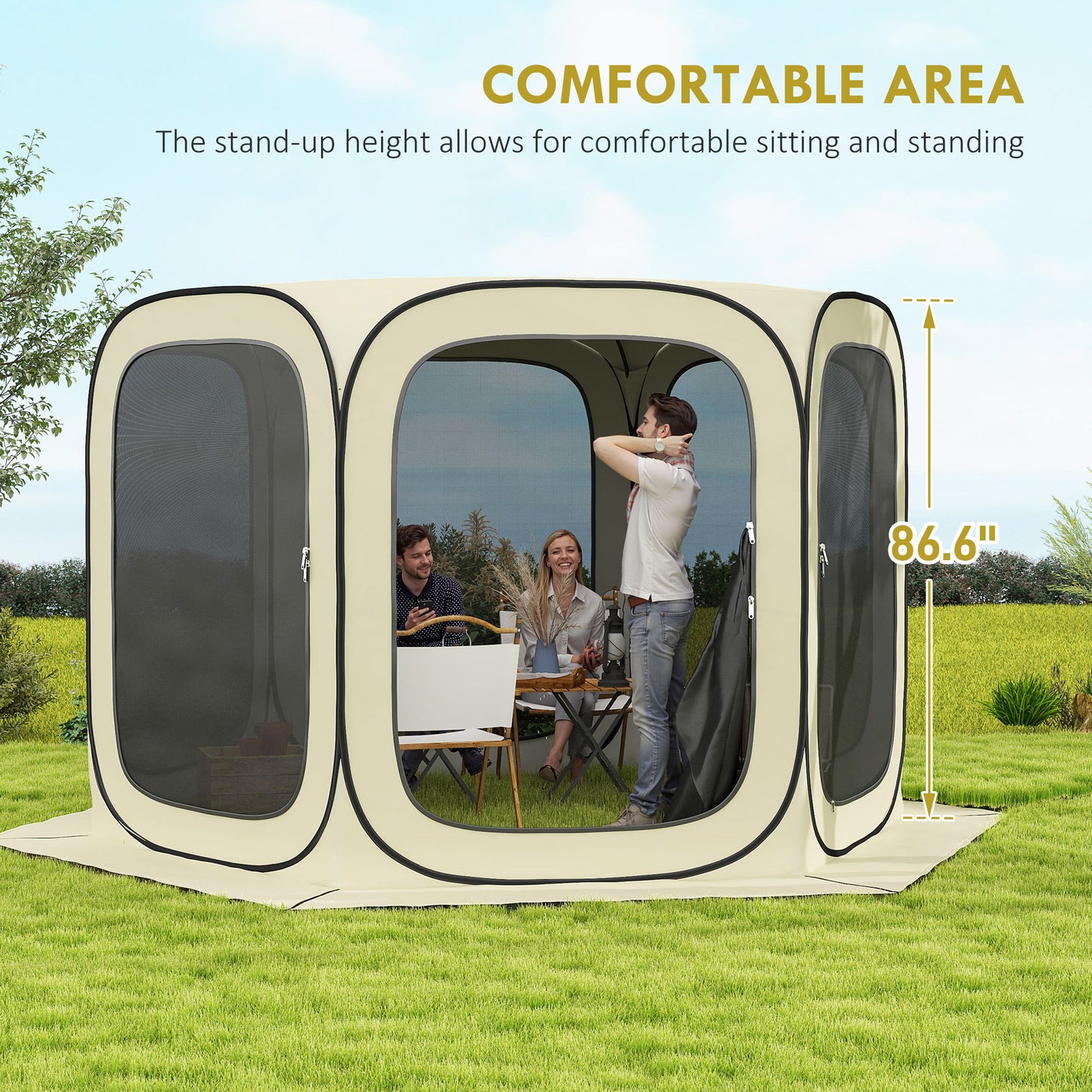 UPF50+ Pop-Up Screen Tent - Portable Camping Gazebo with Bag