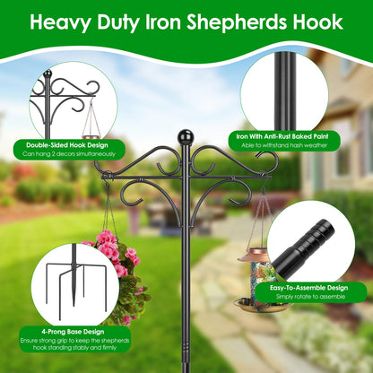 Shepherd's Hook Plant Hanger 2-Pack - Heavy Duty Garden Pole