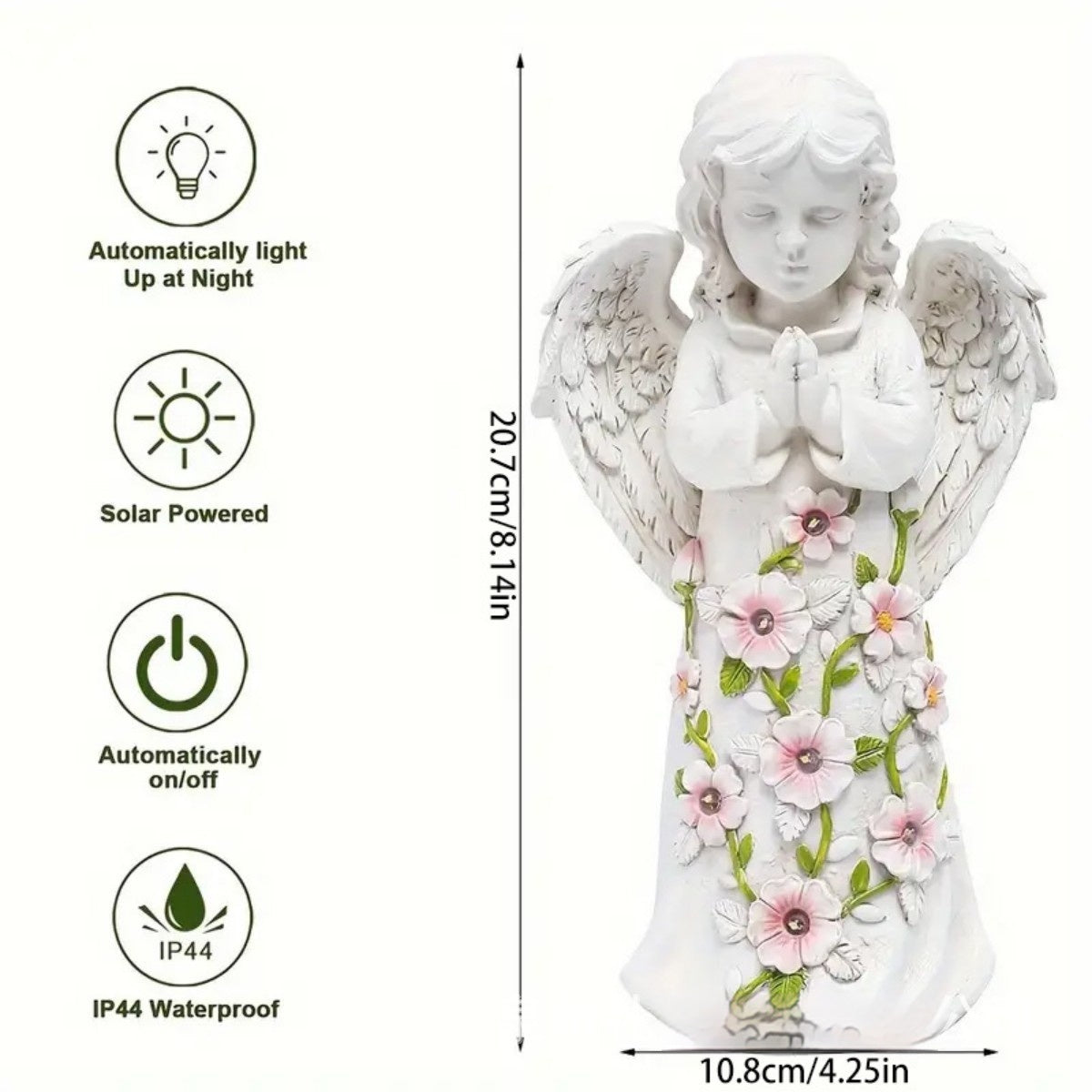 Solar Angel Wings Garden Light - Resin Memorial Decor