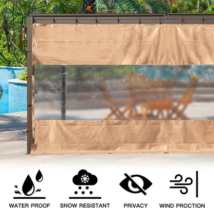 Heavy Duty Clear Patio Panel Curtain - 18oz PVC Waterproof