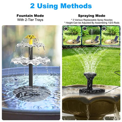 3-Tier Solar Bird Bath Fountain - Waterfall with Color-Change Light