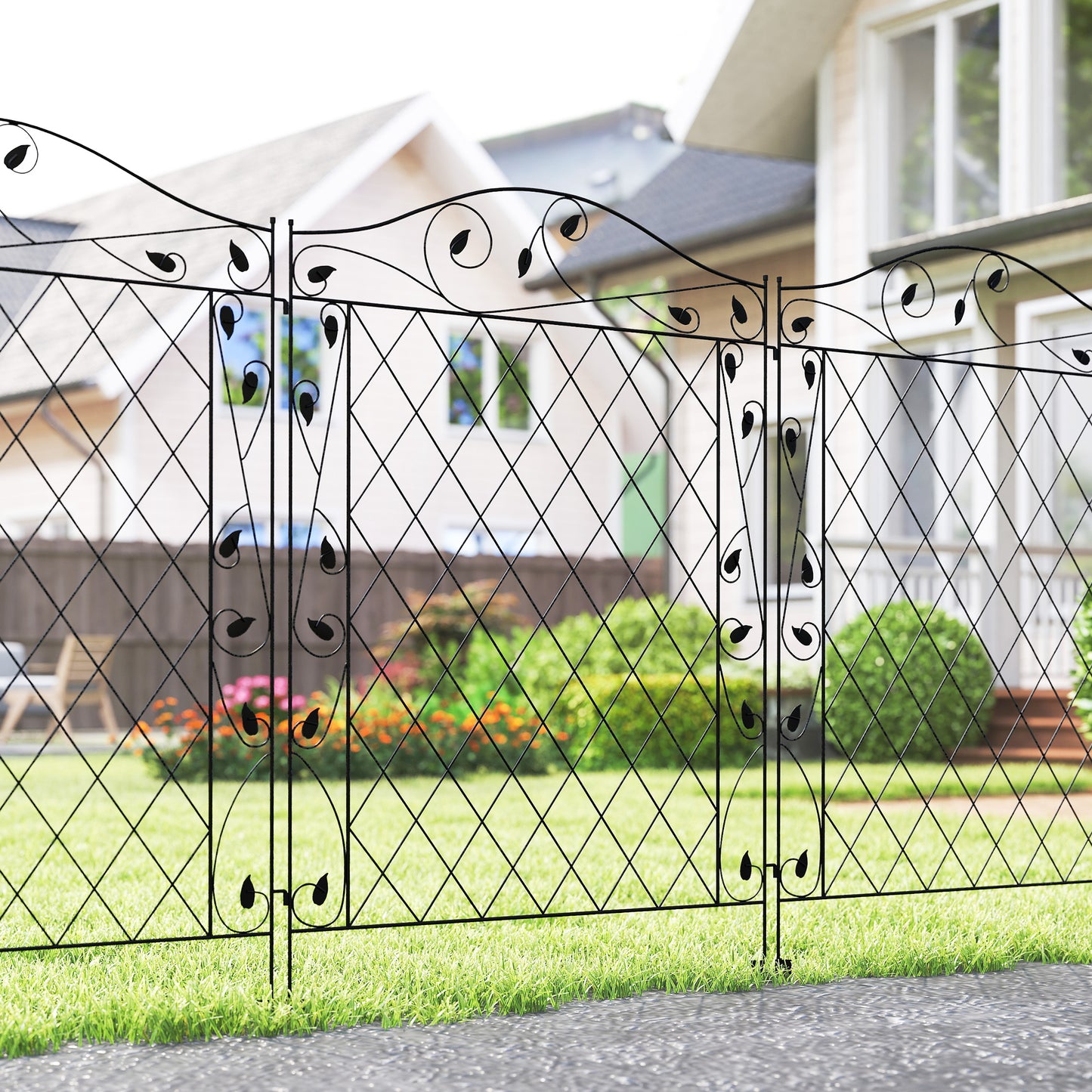 Steel Garden Fence 4-Pack - 11.5ft x 43in Yard Border Panels