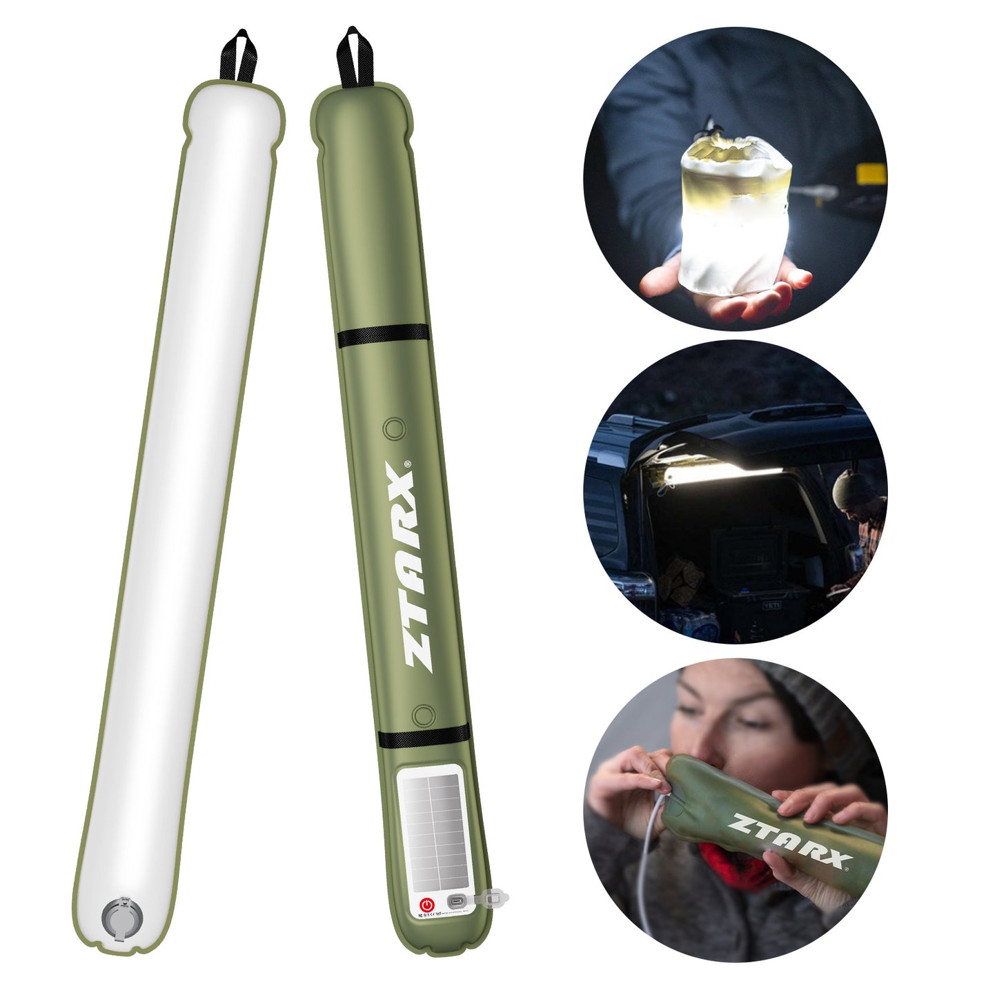 Solar Camping Lantern - Inflatable Outdoor Gas-Style LED Lamp
