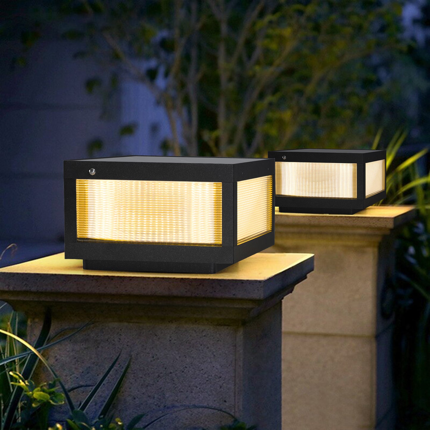 Solar LED Post Cap Light - Black, Outdoor Fence & Deck Lighting
