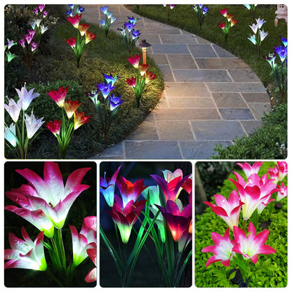 Solar Lily Flower Pathway Lights - 7-Color IP65 Waterproof