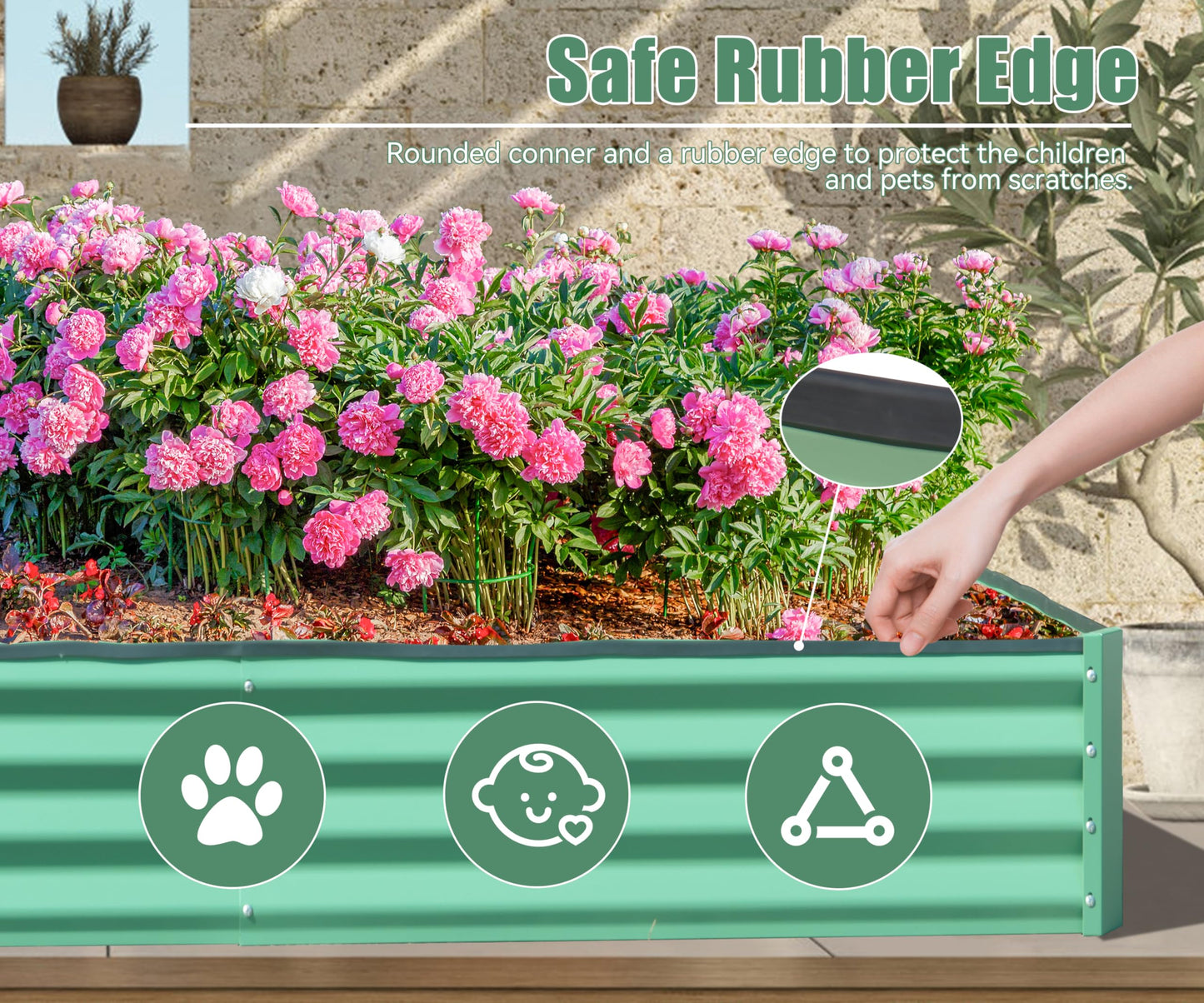 Large Galvanized Raised Garden Bed - Outdoor Metal Planter