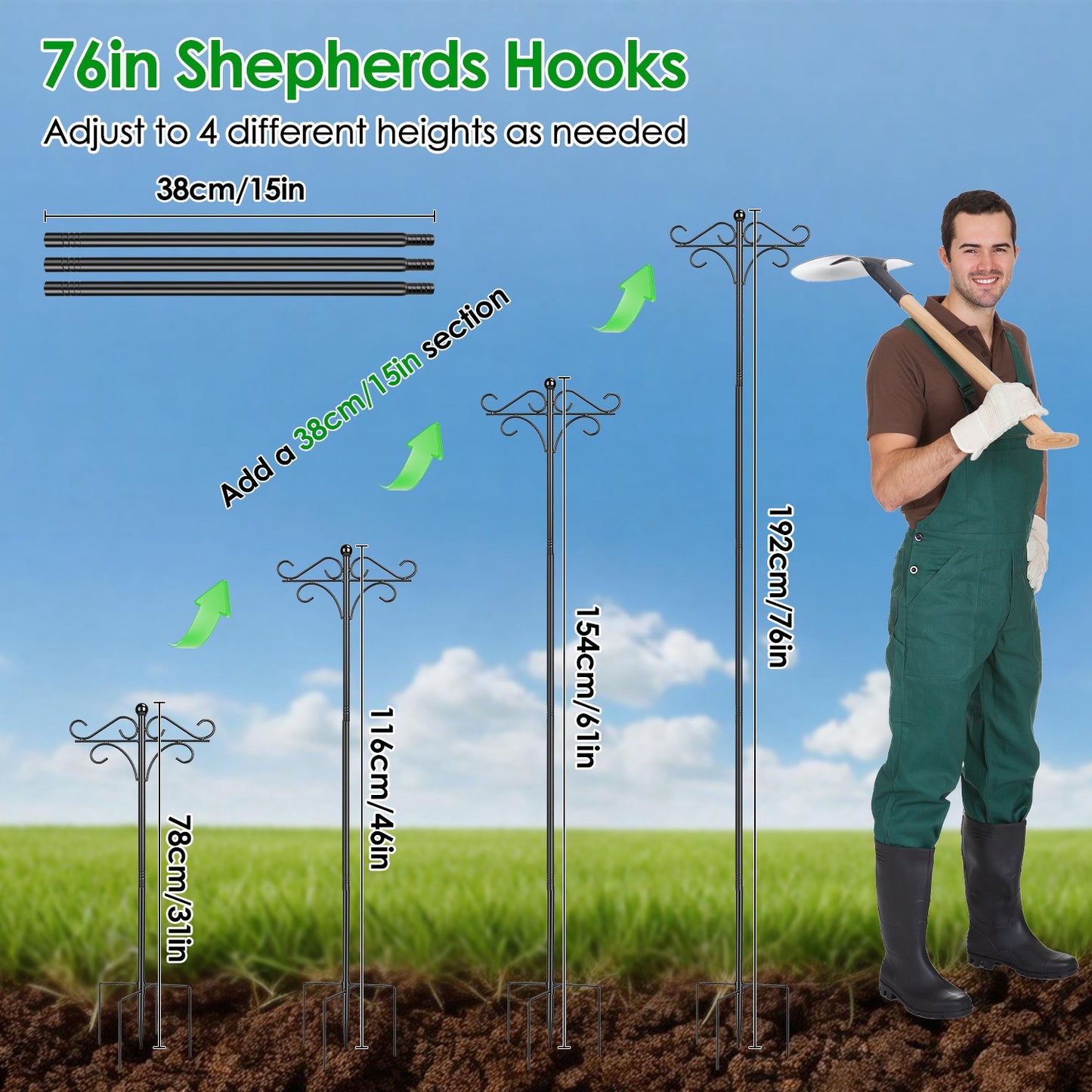 Shepherd's Hook Plant Hanger 2-Pack - Heavy Duty Garden Pole