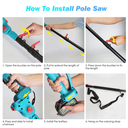 2-in-1 Cordless Pole Saw & Chainsaw - 1200W Brushless Motor