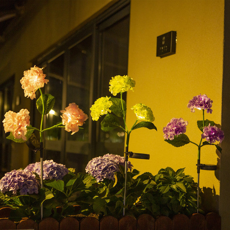 Solar Hydrangea Ground Lights - Decorative Outdoor Floral Lamps
