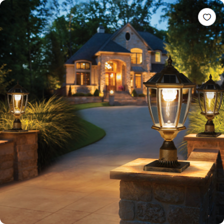 Solar Outdoor Lantern 20in - Vintage Golden Garden Post Light