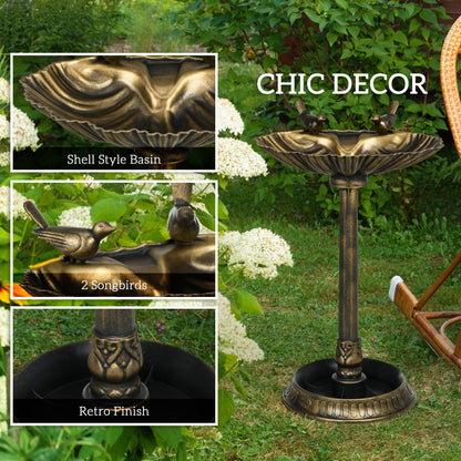 Antique Bird Bath 32in - Decorative Pedestal with Bird Feeder Bowl