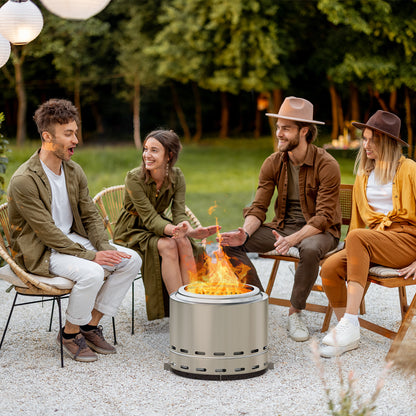 Smokeless Fire Pit 19.5in - Portable Wood-Burning Outdoor Firepit