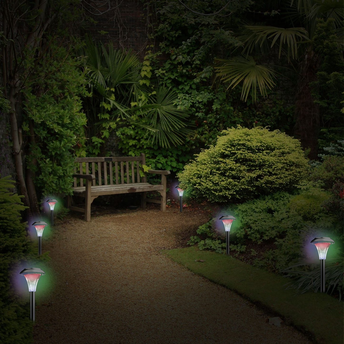 Color-Changing Solar Garden Stake Lights - Waterproof, Multi-Pack