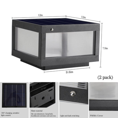 Solar LED Post Cap Light - Black, Outdoor Fence & Deck Lighting