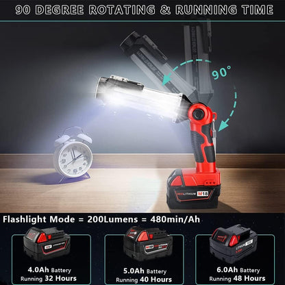 LED Work Light for Milwaukee 18V Battery - 35W Cordless Floodlight