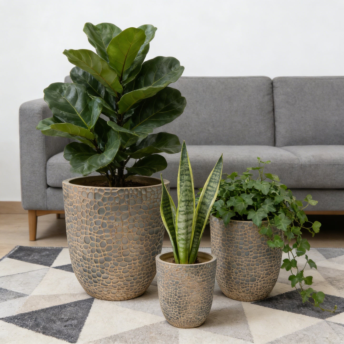 Round Magnesium Oxide Planter Set - 3 Sizes, Indoor/Outdoor