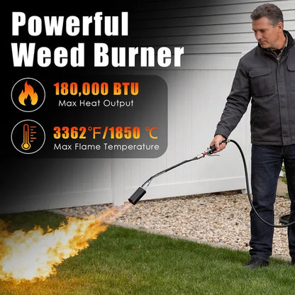 Propane Weed Torch Burner - 180,000 BTU with 10ft Hose