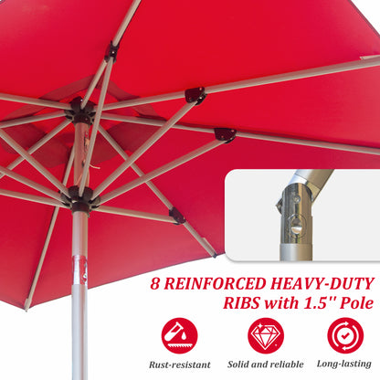 Rectangular Patio Umbrella - Crank Lift & Tilt, Brick Red