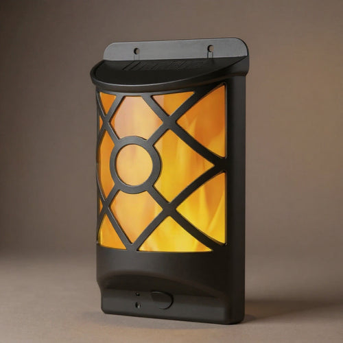 Flickering Flame Solar Wall Light - 96 LEDs, Waterproof Outdoor