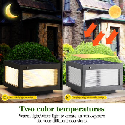 Solar LED Post Cap Light - Black, Outdoor Fence & Deck Lighting