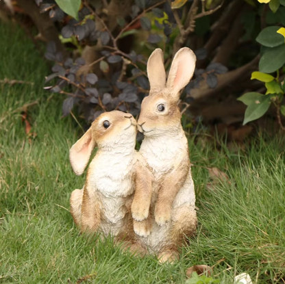 Resin Rabbit Garden Statue - Indoor/Outdoor Patio Decor