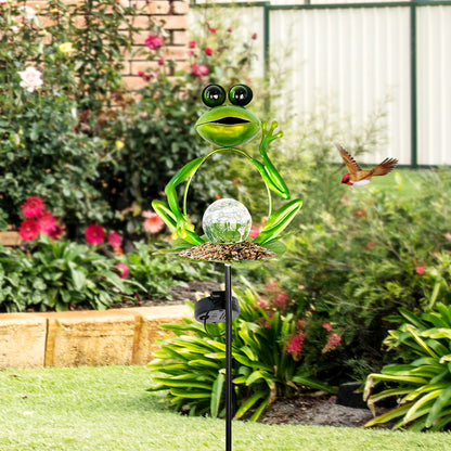 Solar Iron Frog Garden Lamp - Decorative Outdoor Accent Light