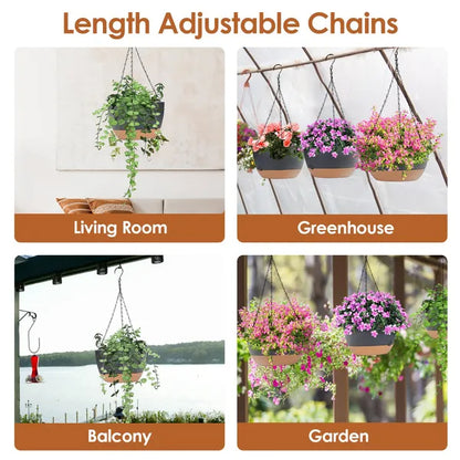 Self-Watering Hanging Planter 9.6in - With Drainage Holes
