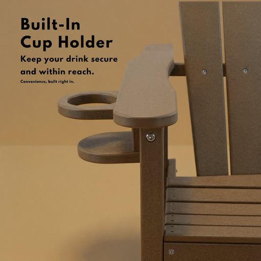 HDPE Adirondack Bar Chair with Cup Holder - All-Weather Patio