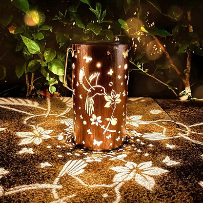 Solar Iron Hollow Lantern - Hanging Outdoor Courtyard Lamp