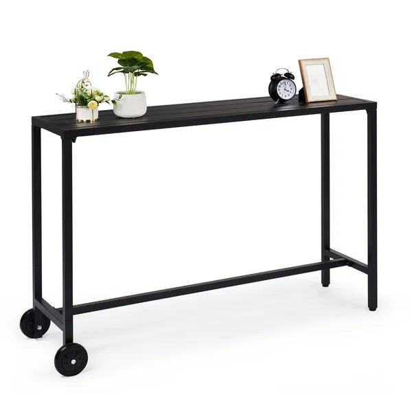 Outdoor Bar Height Table 55in - Rolling Counter with Wheels