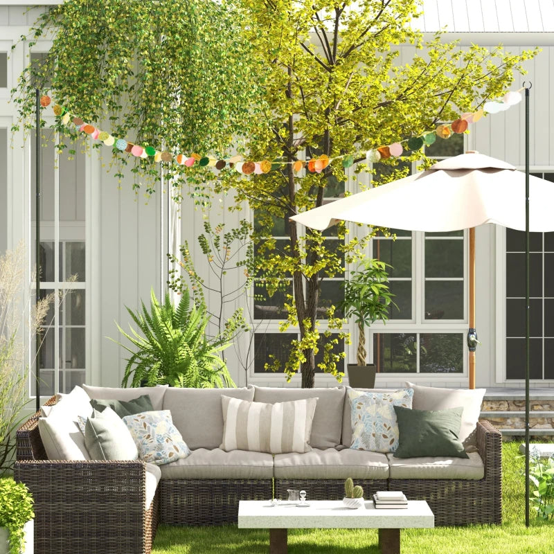 10ft Steel String Light Poles - Patio Hanging Lighting Stand Set