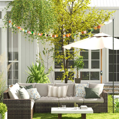 10ft Steel String Light Poles - Patio Hanging Lighting Stand Set