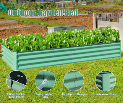 Large Galvanized Raised Garden Bed - Outdoor Metal Planter