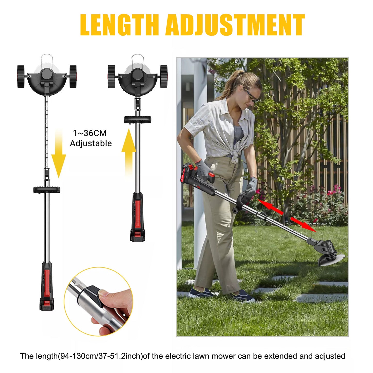 21V Cordless Grass Trimmer - Electric Edger with 2 Batteries