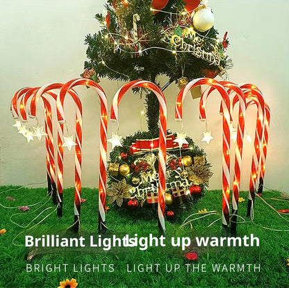 Solar Walking Stick Ground Lights - LED Snowflake Yard Stakes